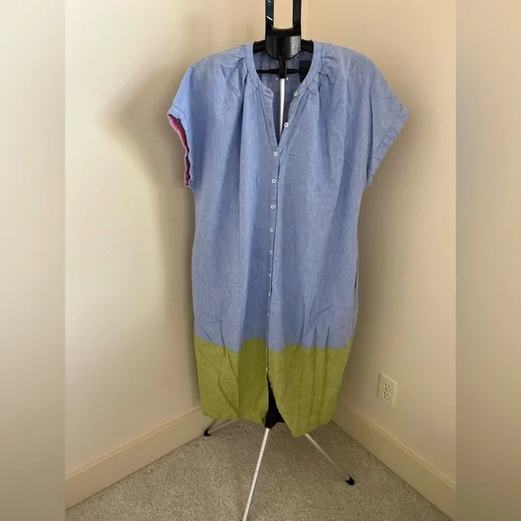 Anthologie Linen Colorblock Dress- Size LP - Picture 2 of 7